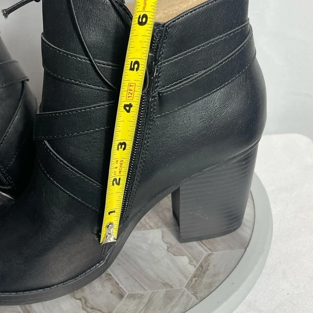 Style & Co ZETAA Black Ankle Boots 10M Block Heel Buckle Strap Zip NWB